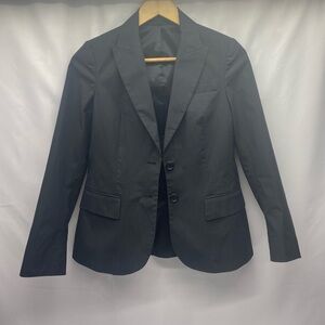 Theory Women’s Blazer 2 Black Pinstripe Tailored Stretch Notch Lapel Lined